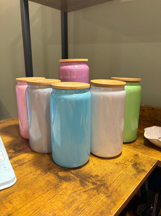 Colored glass can cups